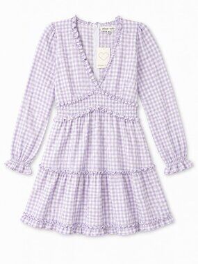 Allison & Kelly Lavender Gingham Babydoll Dress Cottagecore Coquette M